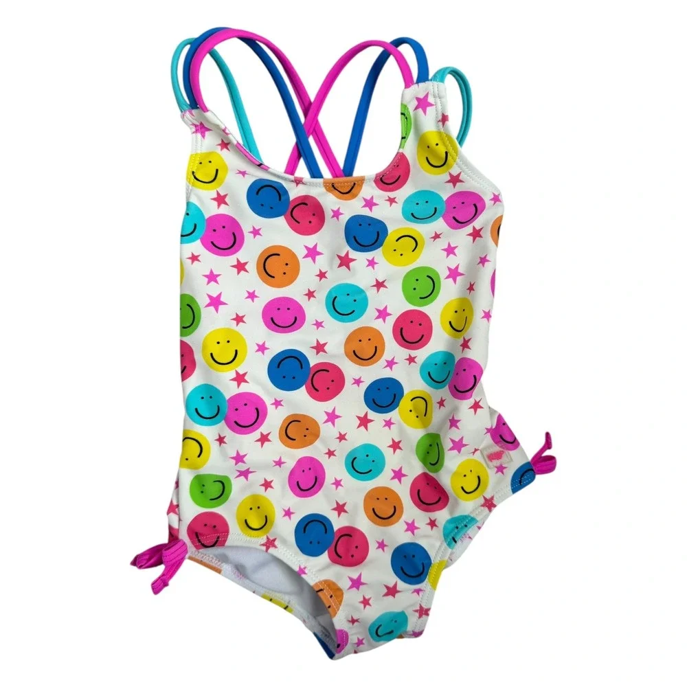 RuffleButts Star Smile Cross Back One‎ Piece Swimsuit UPF50+ Toddler Girls 2T
